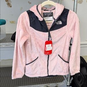 The North Face Light Pink and Black Hooded Fleece